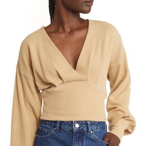 Free People We the Free All Nighter Long Sleeve Surplice Crop Top